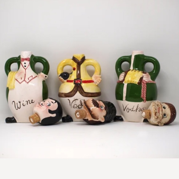 SOLD! - Rare Set of 3 Wine and Vodka Liquor Decanters, Davar Pro Originals - Picture 7 of 10